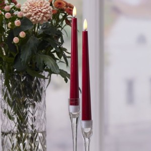 Zestaw 2x świeca LED obiadowa FLAMME CANDY Czerwona 26cm na baterie