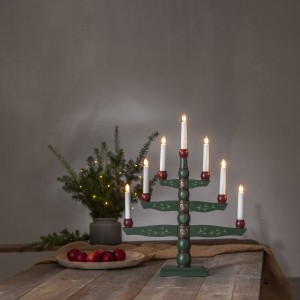 Świecznik adwentowy drewniany zielony TRADITION