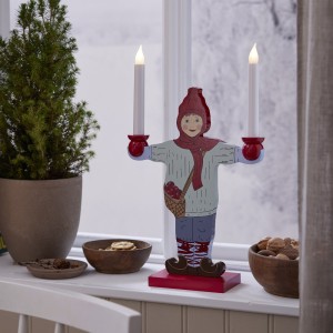 Świecznik drewniany kolorowy SUNDBORN