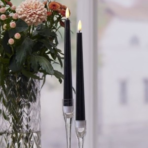 Zestaw 2x świeca LED obiadowa FLAMME CANDY Czarna 26cm na baterie