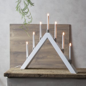 Świecznik adwentowy drewniany biały TALL