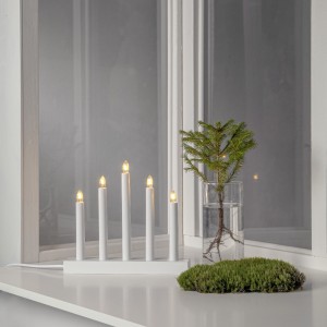 Świecznik drewniany biały INEZ