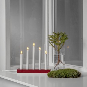 Świecznik drewniany czerwony INEZ