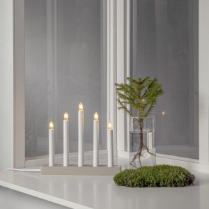 Świecznik drewniany beżowy INEZ