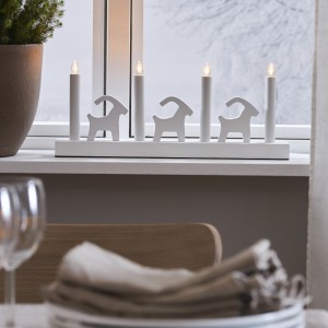 Świecznik adwentowy drewniany biały BRUSE