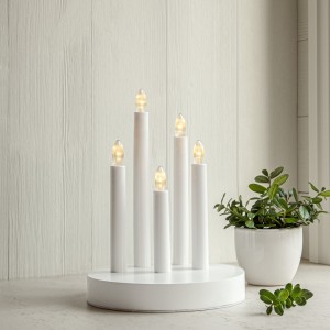 Świecznik drewniany biały DORIS na baterie