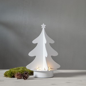 Świecznik drewniany biały AFTON