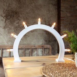 Świecznik adwentowy drewniany biały CRISP