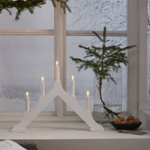  Świecznik drewniany biały ALMA