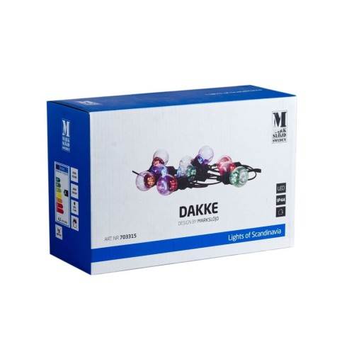 Zestaw lampek LED DAKKE Markslöjd – kolorowa girlanda świetlna w opakowaniu producenta, design skandynawski.