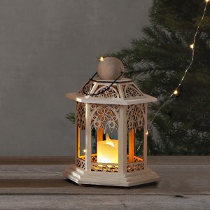 Lampion drewniany Led LACE na baterie