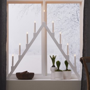 Świecznik drewniany biały TORPA