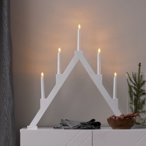 Świecznik drewniany biały TORPA