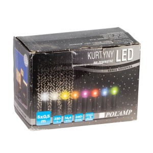 KURTYNA LED 5mb x 0,5mb B. Ciepła FLASH transparentny kabel POLAMP