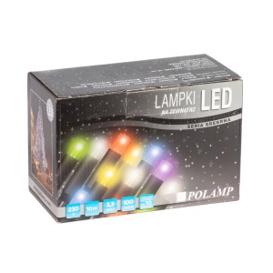Lampki LED 10mb Białe Ciepłe FLASH zielony kabel POLAMP