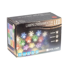 Lampki Śnieżynki LED 10mb Czerwone kabel zielony POLAMP