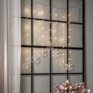 Kurtyna LED śnieżynki 60cm x 85cm Dew Drop biała ciepła na baterie