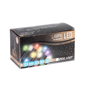 Lampki LED 10mb Białe Ciepłe zielony kabel POLAMP seria brązowa