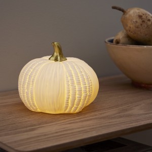 Dekoracja stołowa Dynia LED PUMPKIN z ceramiki na baterie