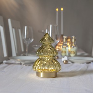 Dekoracja świąteczna szklana choinka Led ABETE 18cm na baterie