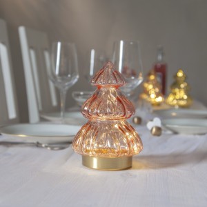 Dekoracja świąteczna szklana choinka Led ABETE 18cm na baterie