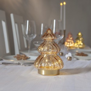 Dekoracja świąteczna szklana choinka Led ABETE 18cm na baterie