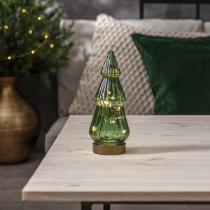 Dekoracja świąteczna szklana choinka Led VERDE 24cm na baterie