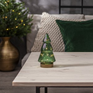 Dekoracja świąteczna szklana choinka Led VERDE 19,50cm na baterie