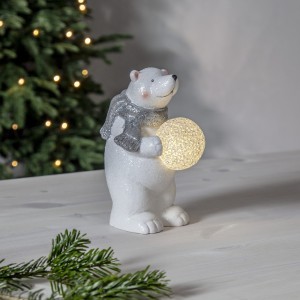 Figurka miś polarny ze śnieżną kulą Led POLARE 20,50cm na baterie