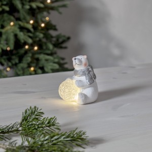 Figurka miś polarny ze śnieżną kulą Led POLARE 11cm na baterie