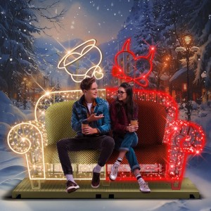 Iluminacja wolnostojąca LED Sofa walentynkowa 3D AM-153289