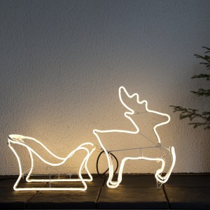 Dekoracja świąteczna Renifer z Saniami 2D NEON LED 90cm długość