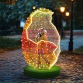 Przestrzenna dekoracja wielkanocna Kurczak 3D LED w pękniętym jajku, iluminacja w kolorze czerwono-żółtym z efektem neonowej linii LED, instalacja wolnostojąca do parków, miast i galerii handlowych.