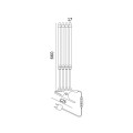 Rysunek techniczny lampki LED do roślin z klipsem, przedstawiający cztery listwy LED, długość ramion 660 mm, szerokość klipsa 125 mm oraz przewód z wbudowanym sterownikiem.