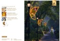 Iluminacja latarniowa motyl LED – dekoracja uliczna montowana na słupie oświetleniowym, motyl z żółtym konturem LED i wielobarwnym skrzydłem, ozdoba świetlna do parków, ogrodów miejskich i deptaków. ID 130672.
