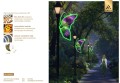 Iluminacja latarniowa motyl LED – dekoracja uliczna montowana na słupie oświetleniowym, motyl z zielonym konturem LED i wielobarwnym skrzydłem, ozdoba świetlna do parków, ogrodów miejskich i deptaków. ID 130673.