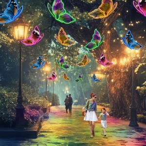 Dekoracja uliczna podwieszana iluminacja LED Motyle 3D AM-134177