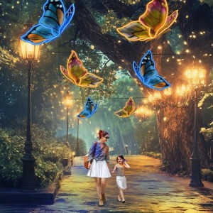 Dekoracja uliczna podwieszana iluminacja LED Motyle 3D AM-134179