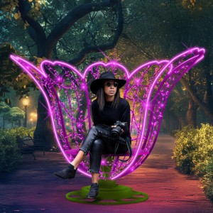 Dekoracja iluminacja wolnostojąca LED Obrotowy Tulipan 3D AM-145142