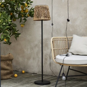 Lampa solarna ogrodowa LED stojąca CESTA rattanowy klosz