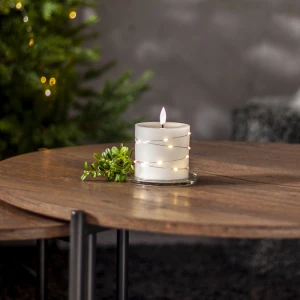 Świeca LED woskowa FLAMME DEW Biała 10cm na baterie