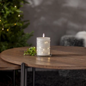 Świeca LED woskowa FLAMME DEW Biała 12,5cm na baterie