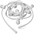 Biała girlanda modułowa CONNECTA z 10 oprawkami E27 na grubym, okrągłym kablu. Widoczne złącza systemowe umożliwiające łączenie kolejnych odcinków w jeden ciąg świetlny.