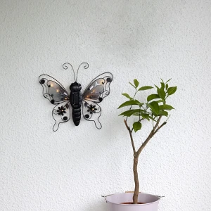 Motyl solarna dekoracja ogrodowa LED ścienna