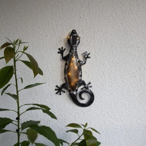 Gekon solarna dekoracja ogrodowa LED ścienna