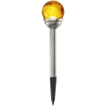 Solarna lampa LED na sztycy z bursztynową kulą o efekcie spękanego szkła, dekoracyjne oświetlenie ogrodowe z ciepłym światłem do rabat i ścieżek.
