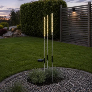 Dekoracja solarna 3 akrylowe tuby LED wbijana Bubbly