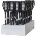 Zestaw solarnych lamp ogrodowych LED z czarną obudową przygotowany do ekspozycji sklepowej.