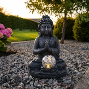 Budda solarna dekoracja ogrodowa LED stojąca