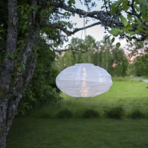 Lampion solarny ogrodowy LED wiszący FESTIVAL biały